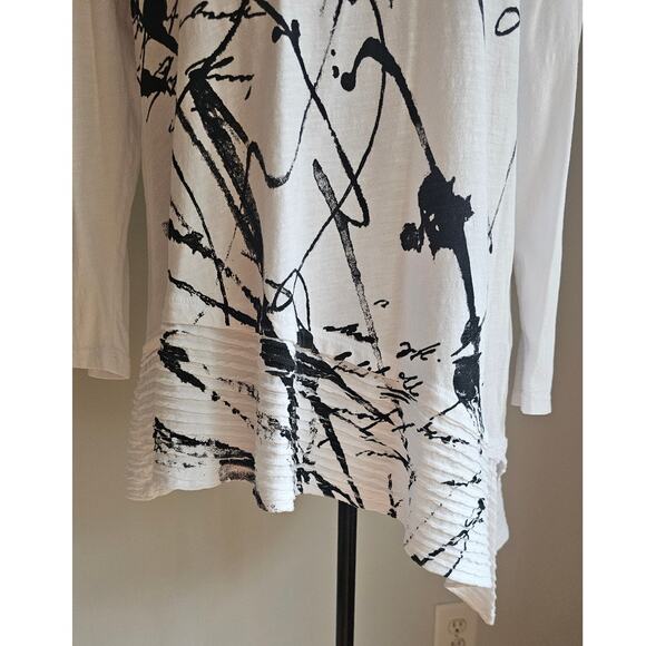 Jess & James Scrolls Asymmetrical Black Scribble Tunic Shirt , Womens Sz L - Picture 5 of 13